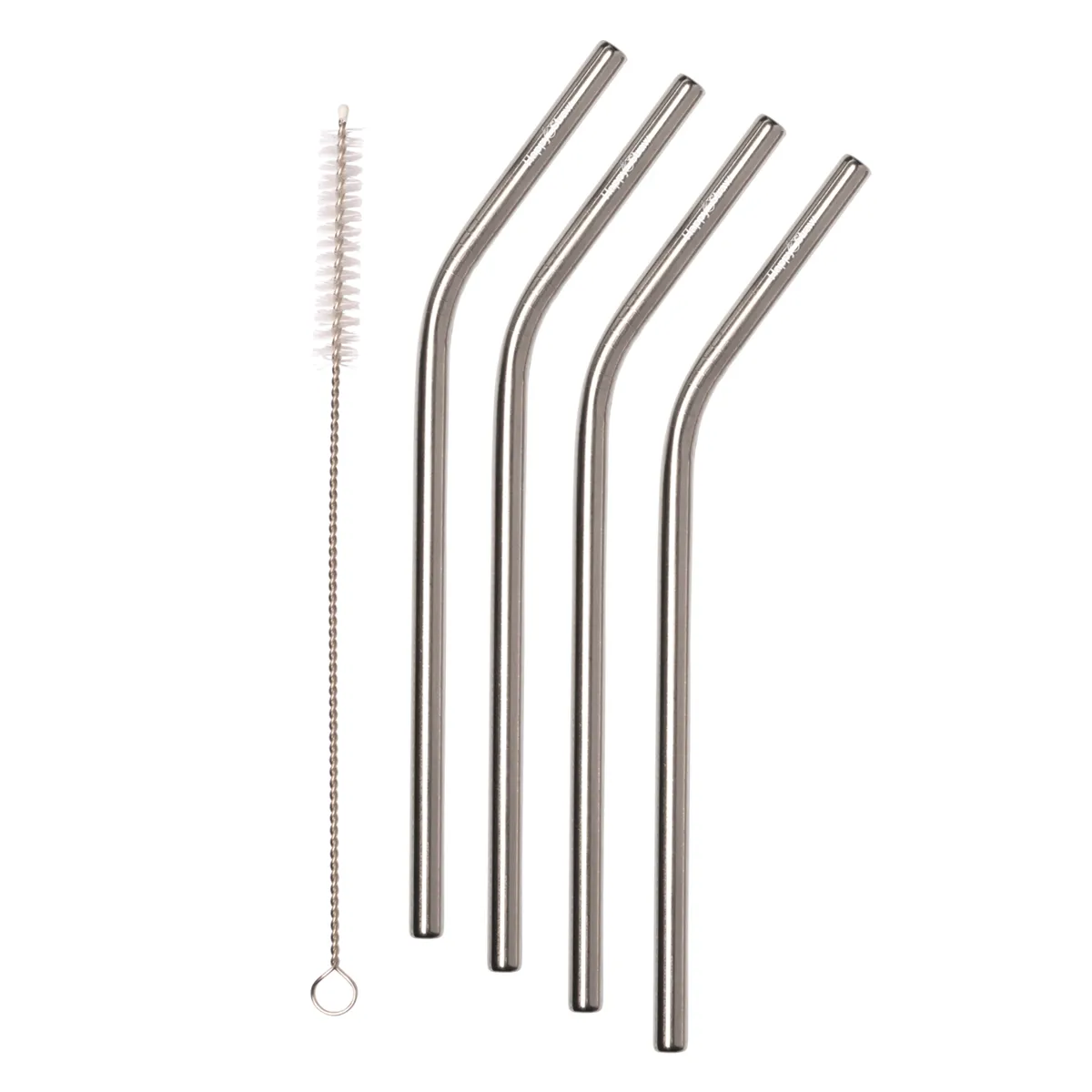 Happy Straw Smoothie Bent rietjes zilver 4 stuks 8 mm