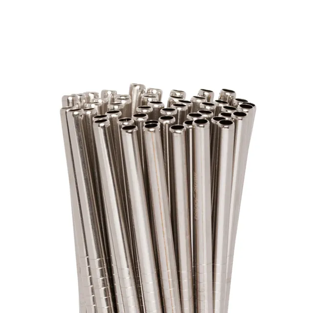 Happy Straw rvs rechte rietjes zilver family pack 8 stuks