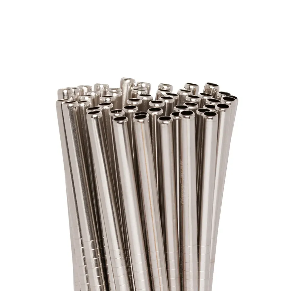 Happy Straw rvs rechte rietjes zilver family pack 8 stuks