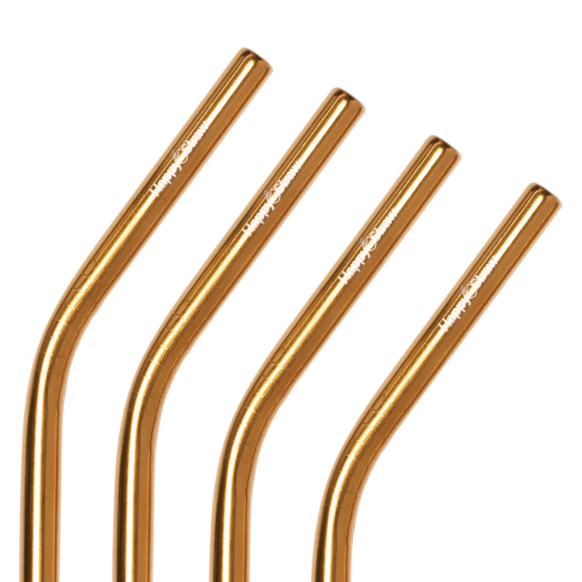 Happy Straw Smoothie Bent rietjes goud 4 stuks 8 mm