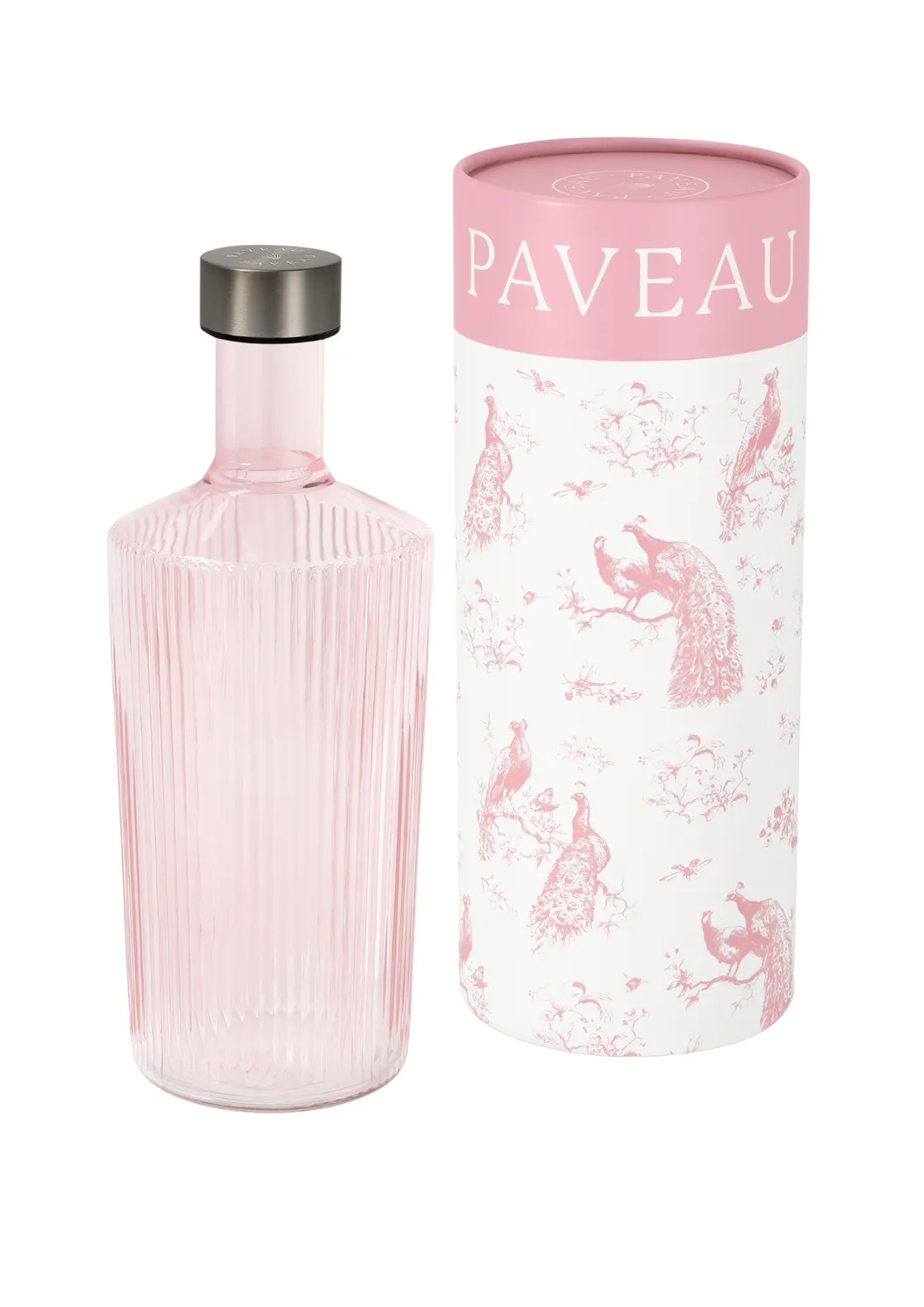 Paveau Ribbed Large roze fles ribbelglas