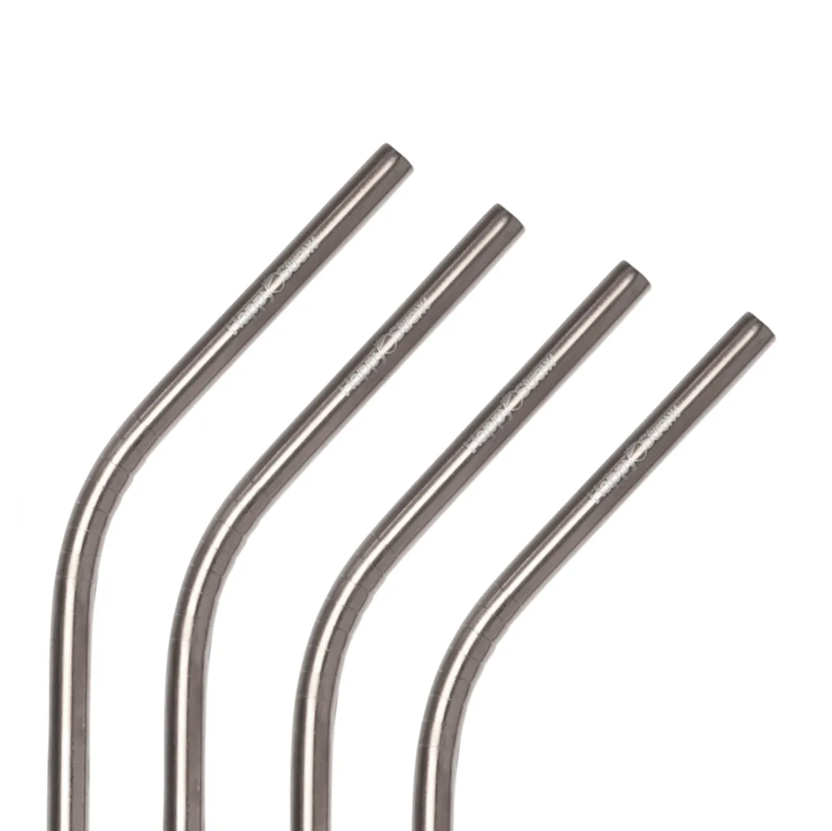 Happy Straw Regular rvs rietjes gebogen zilver 4 stuks