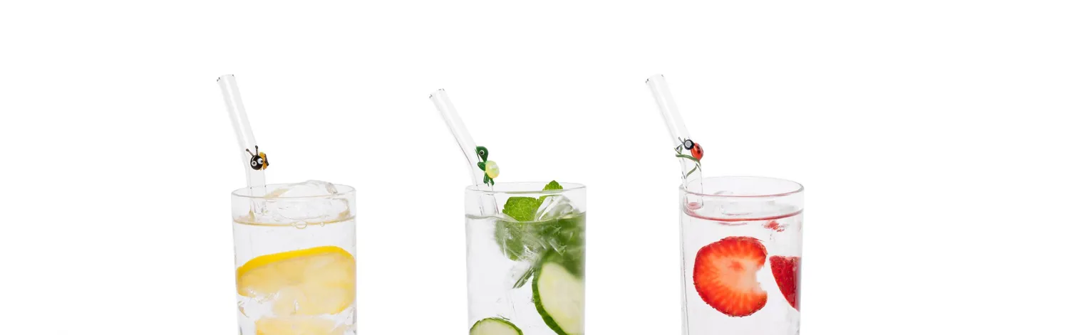 Happy Straw 3D Glas Rietjes Bijen 3-pack Borosilicaat