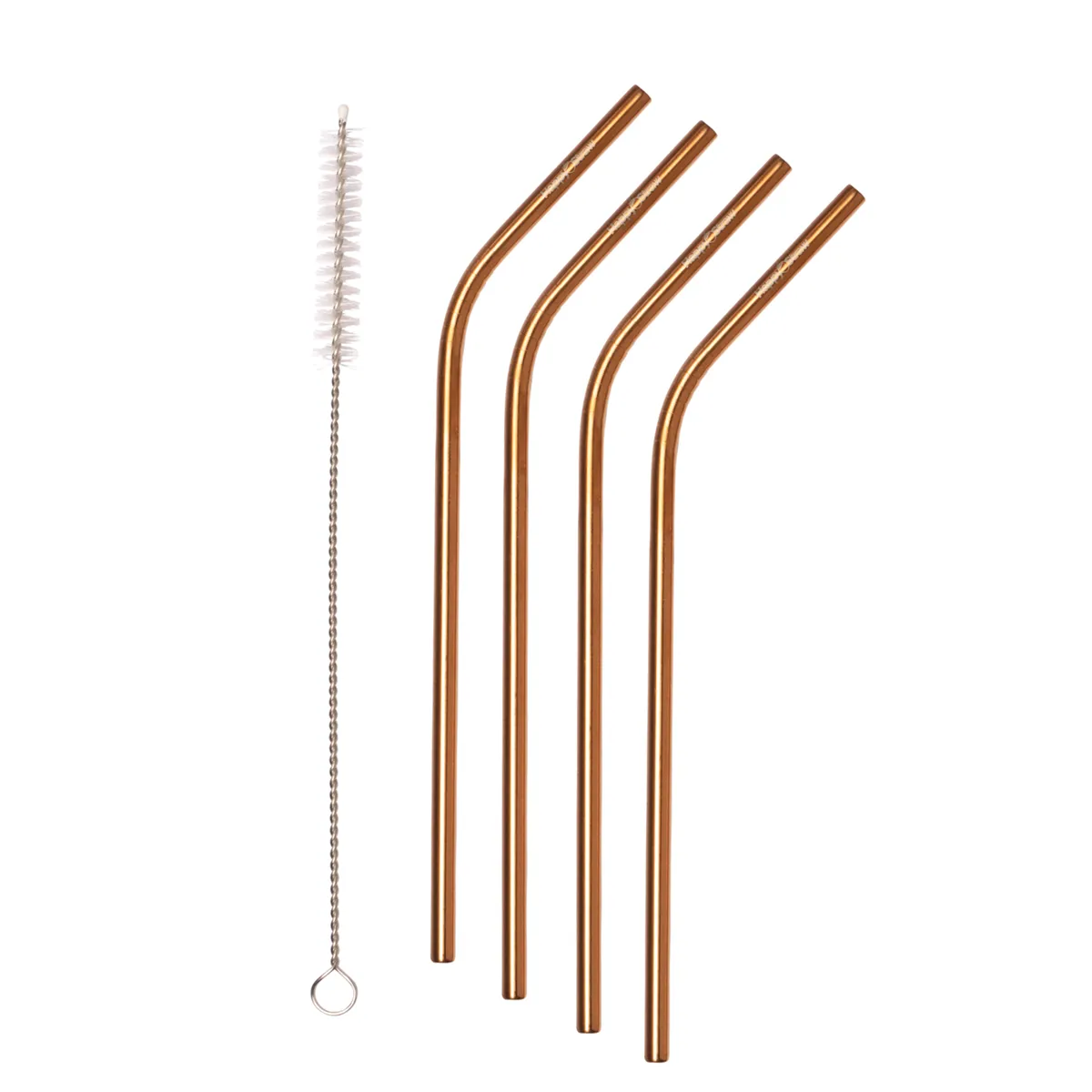 Happy Straw Rose Gold RVS Rietjes Gebogen 4-pack 215mm
