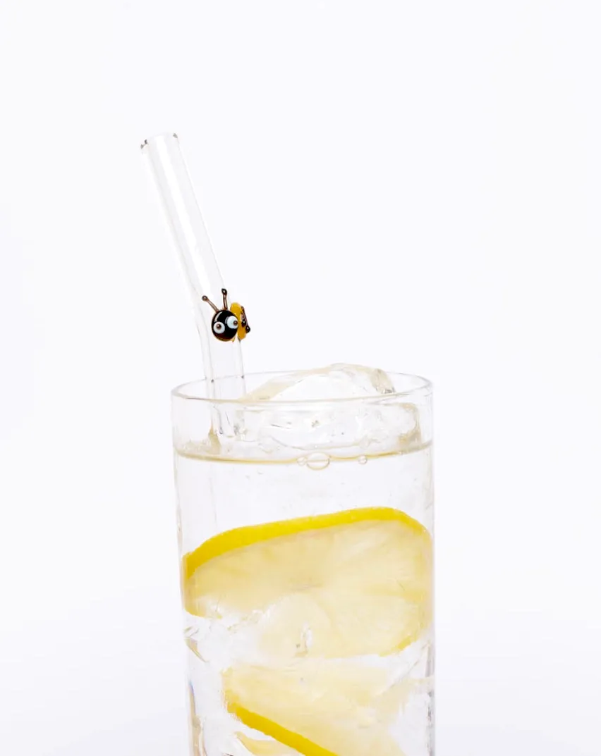 Happy Straw 3D Glas Rietjes Bijen 3-pack Borosilicaat