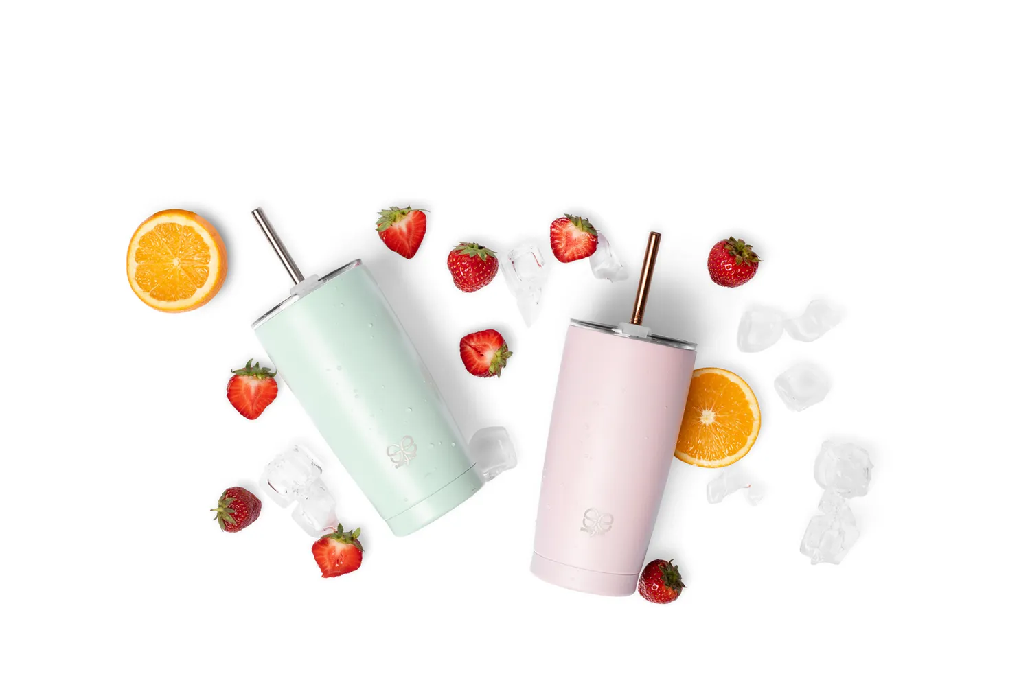 Happy Straw Simply Eco thermobeker mint geïsoleerd