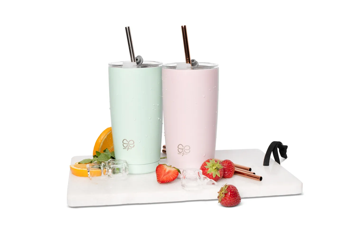 Happy Straw Simply Eco thermobeker mint geïsoleerd