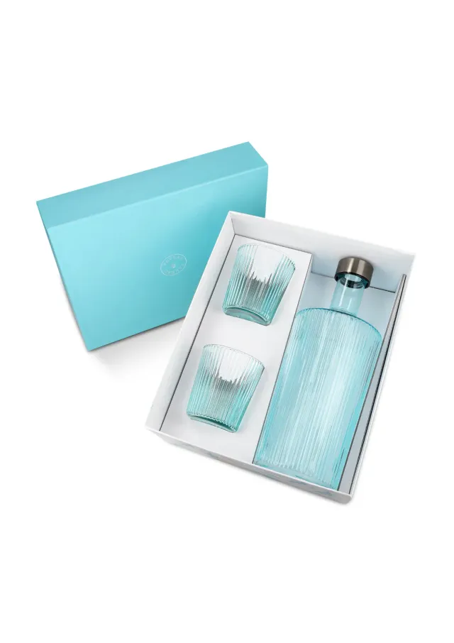 Paveau Ribbed Geschenkset Lucky waterfles met 2 glazen