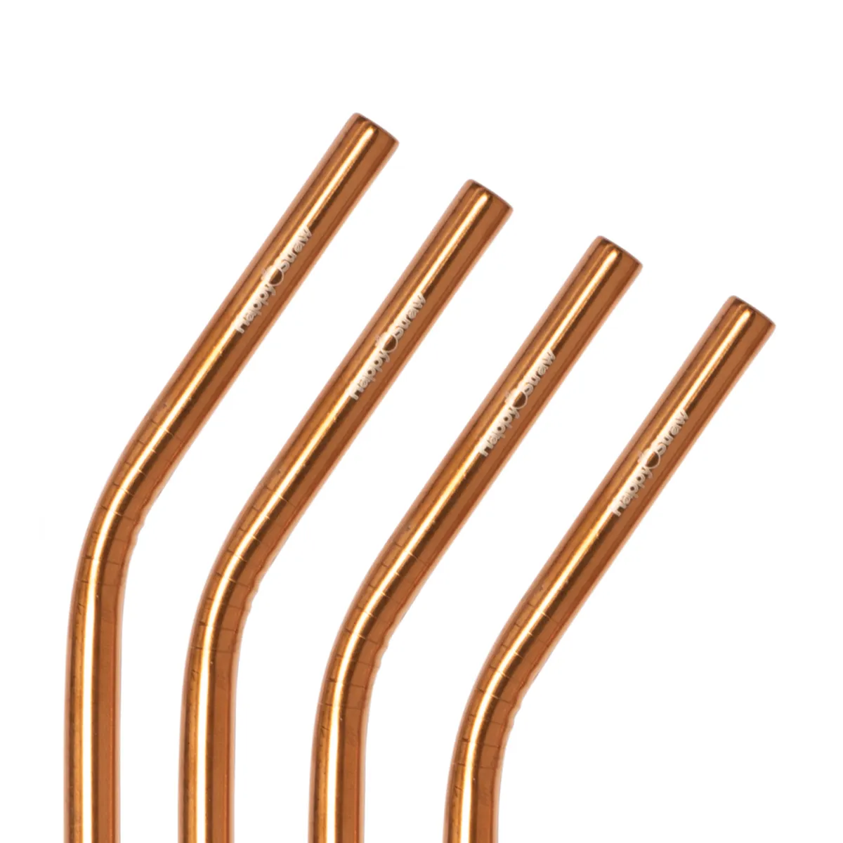 Happy Straw Smoothie rvs rietjes gebogen roségoud 4x