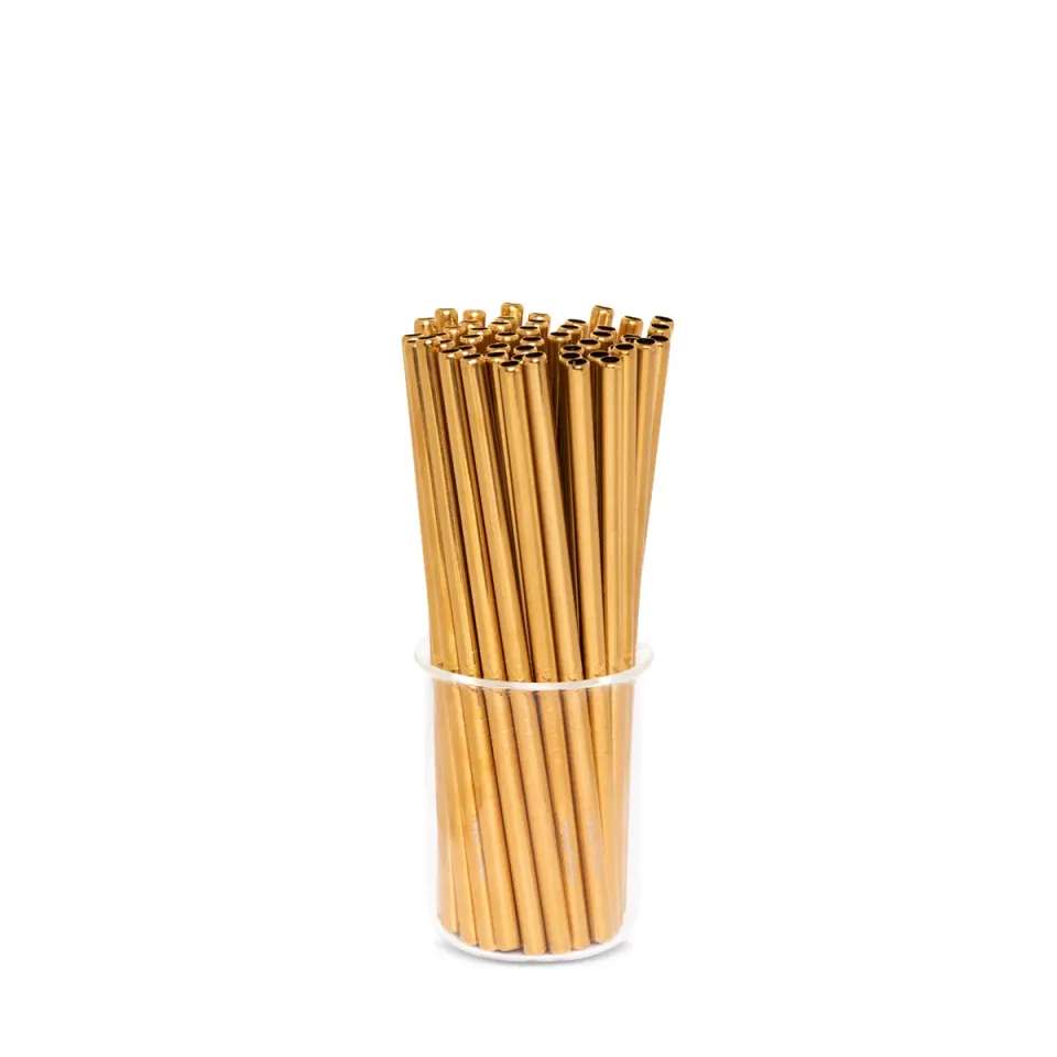 Happy Straw Short Gold rietjes 30 stuks goud herbruikbaar