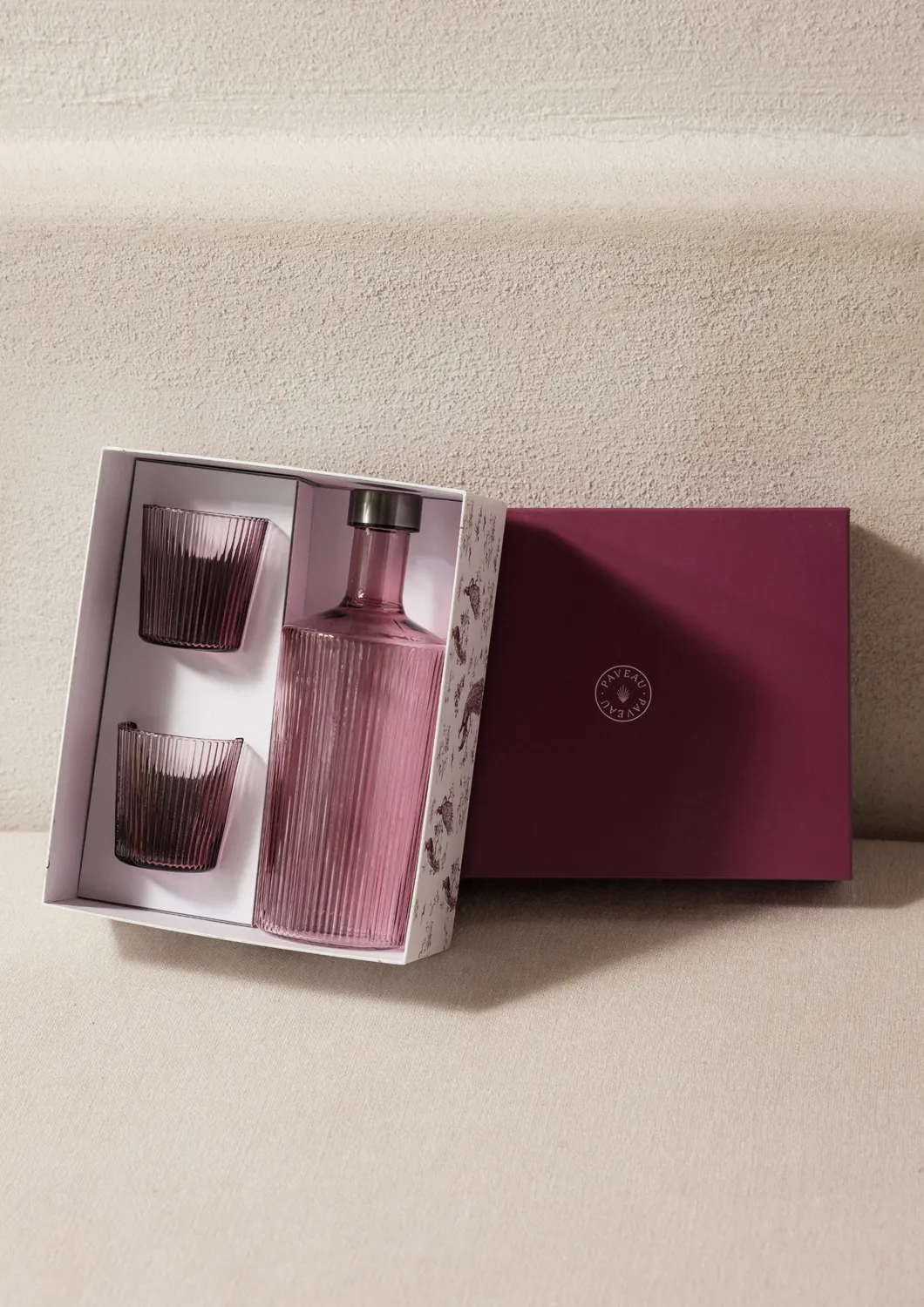 Paveau Ribbed geschenkset Broome fles + 2 glazen
