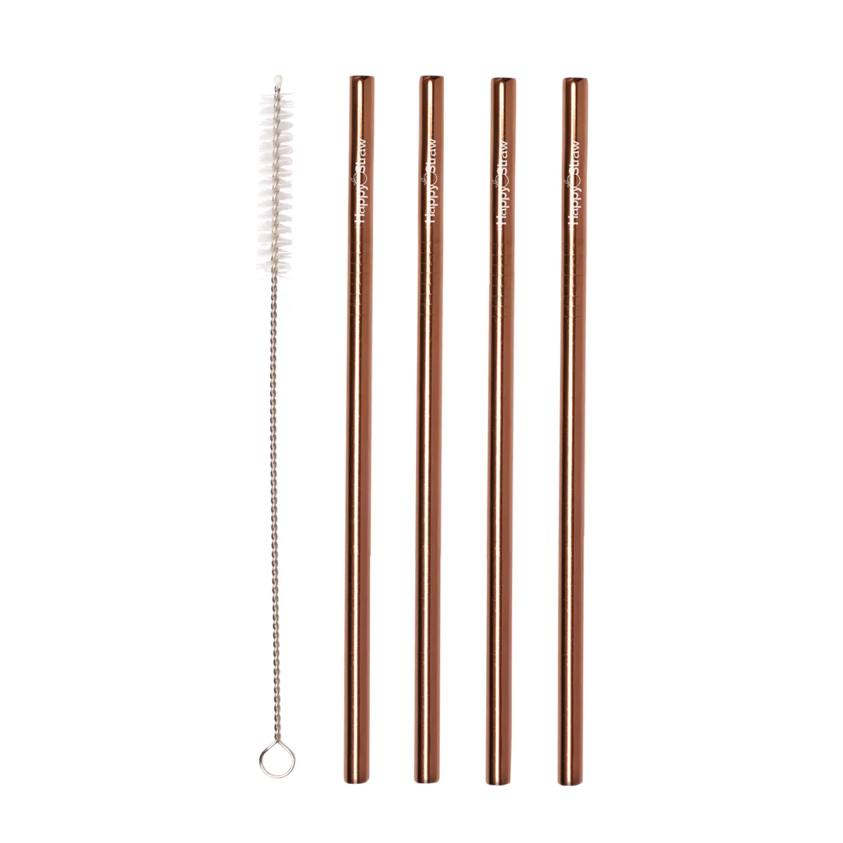 Happy Straw rvs smoothie rietjes roségoud 4 stuks 8 mm
