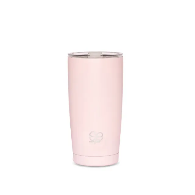Happy Straw Simply Eco thermobeker roze geïsoleerd