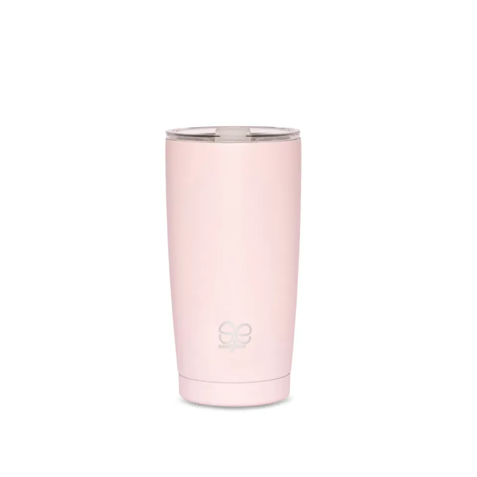 Happy Straw Simply Eco thermobeker roze geïsoleerd