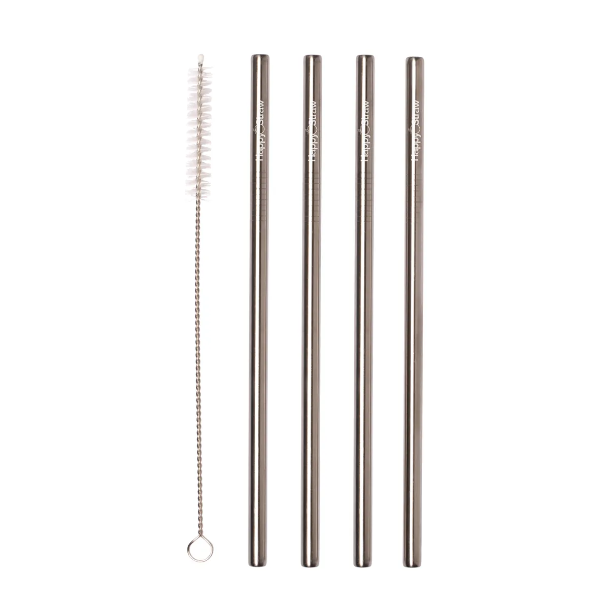 Happy Straw Smoothie rietjes recht zilver 4 stuks