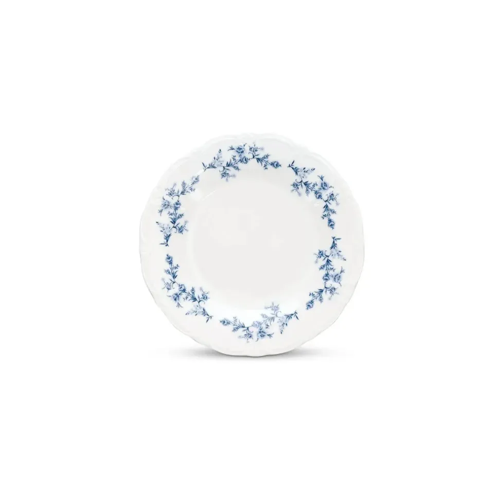 BonBistro Retro plat bord 20,5 cm blue flower 6 stuks