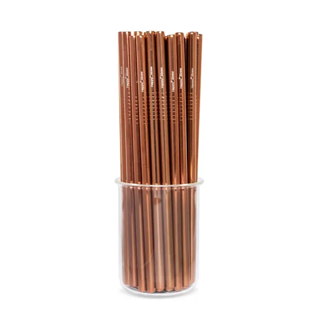 Happy Straw Straight Rose Gold rietjes 6 mm 50 stuks