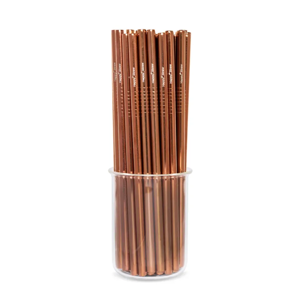 Happy Straw Straight Rose Gold rietjes 6 mm 50 stuks