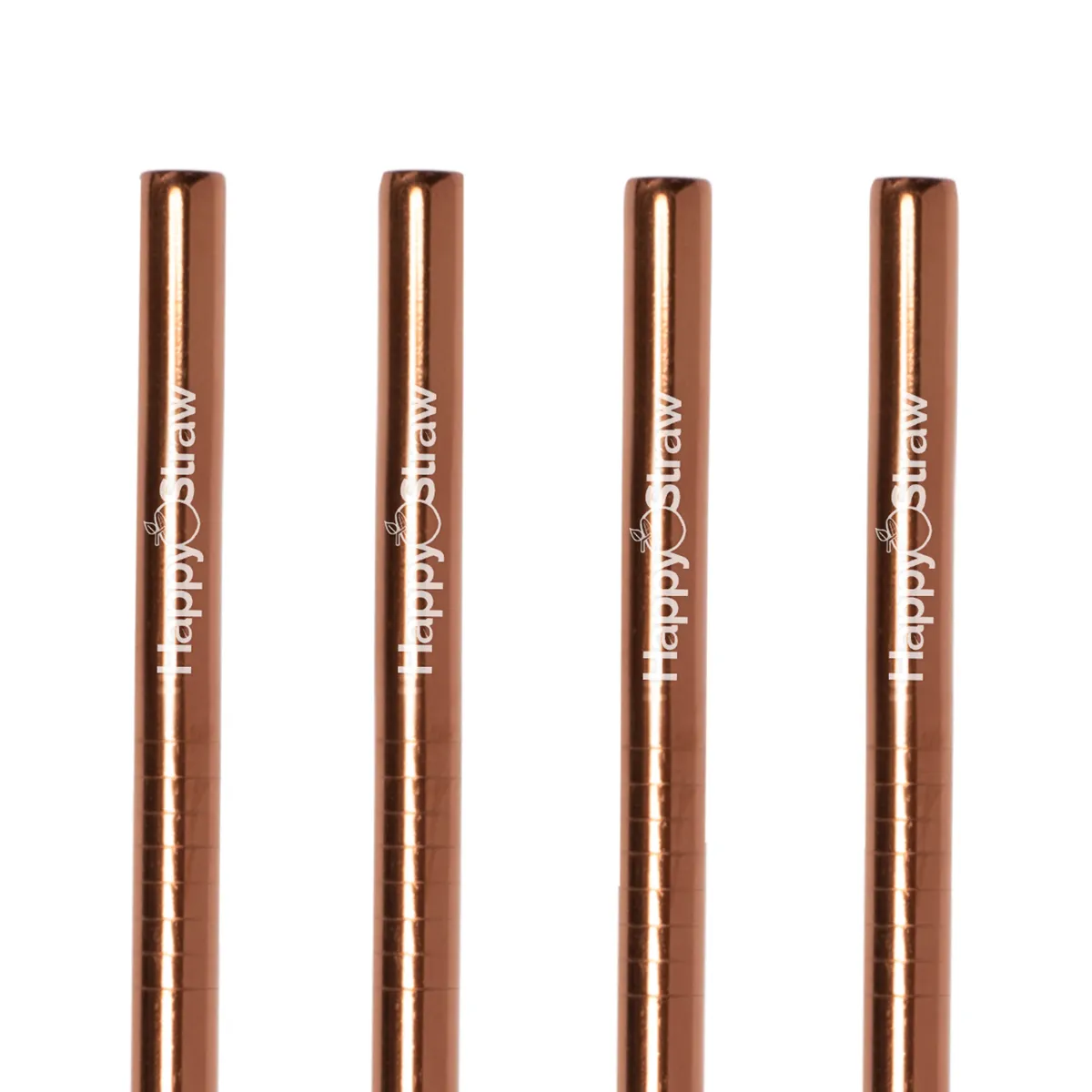 Happy Straw rvs smoothie rietjes roségoud 4 stuks 8 mm