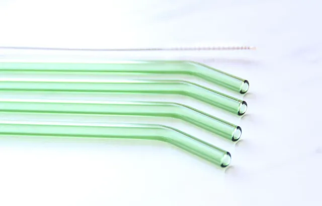 Happy Straw Green glazen rietjes 4 stuks groen