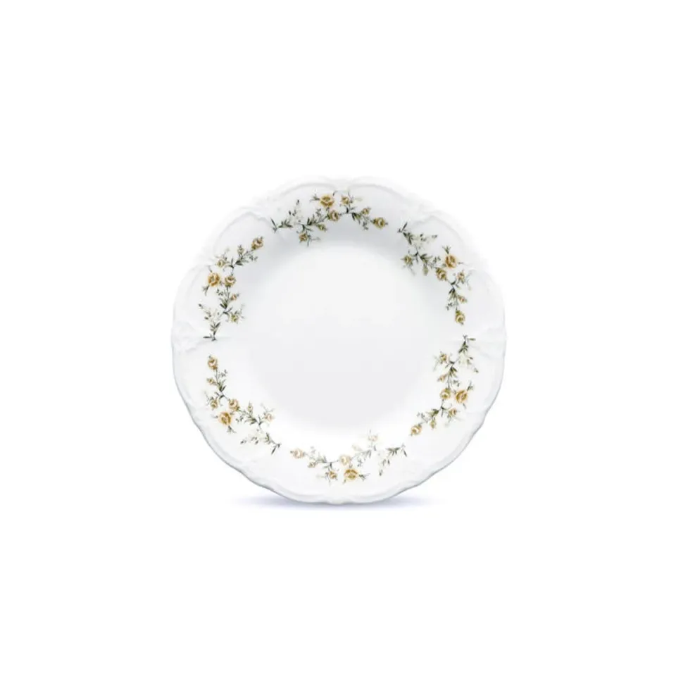 BonBistro Retro Brown Flower Plat Bord 20,5 cm 6 stuks