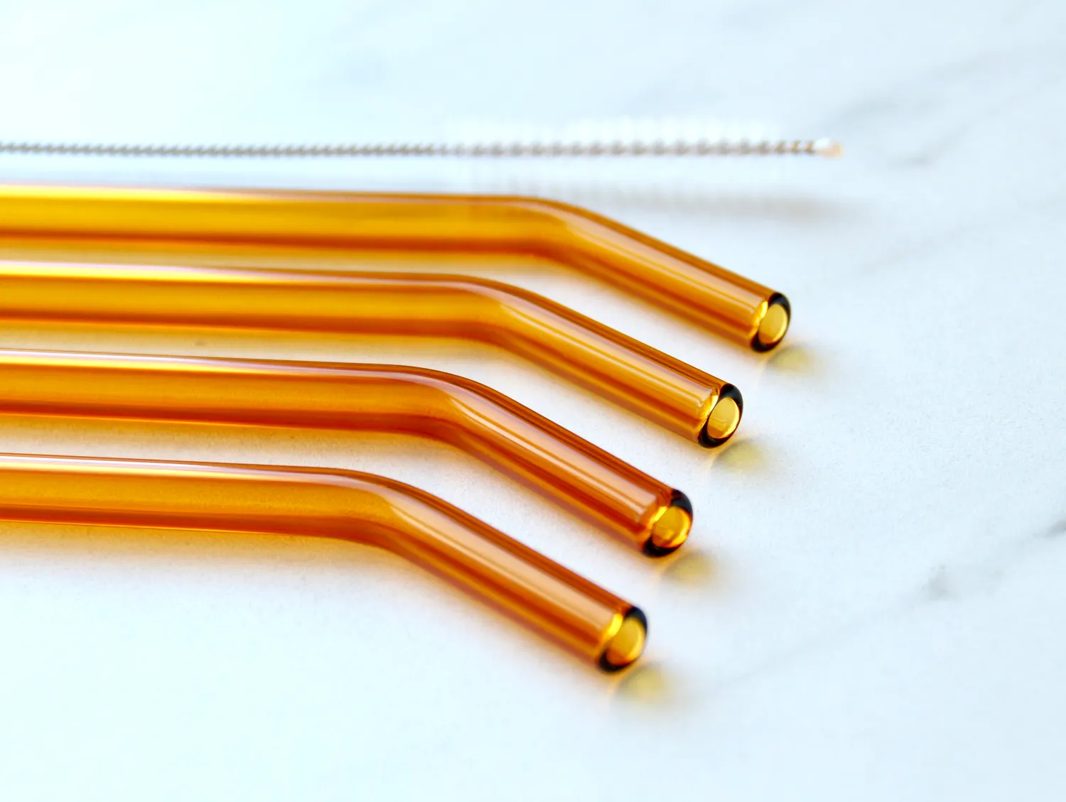 Happy Straw Amber Glazen Rietjes 4-pack Borosilicaat