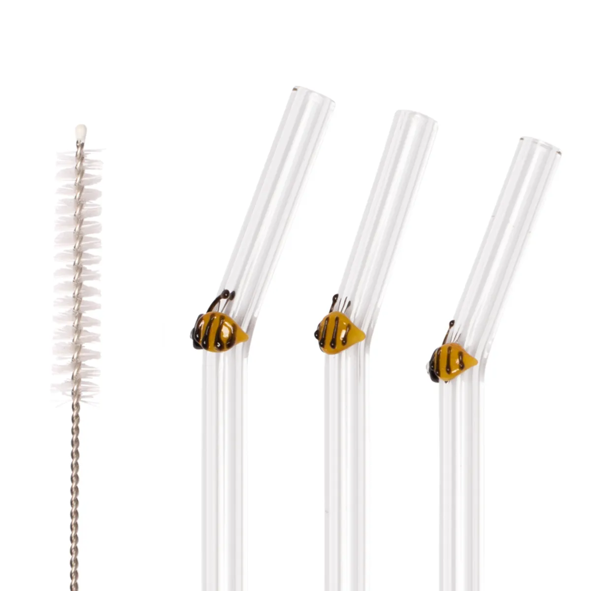Happy Straw 3D Glas Rietjes Bijen 3-pack Borosilicaat