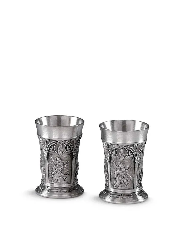 Artina Dürer shotglaasjes 6 cm set 2 stuks tin