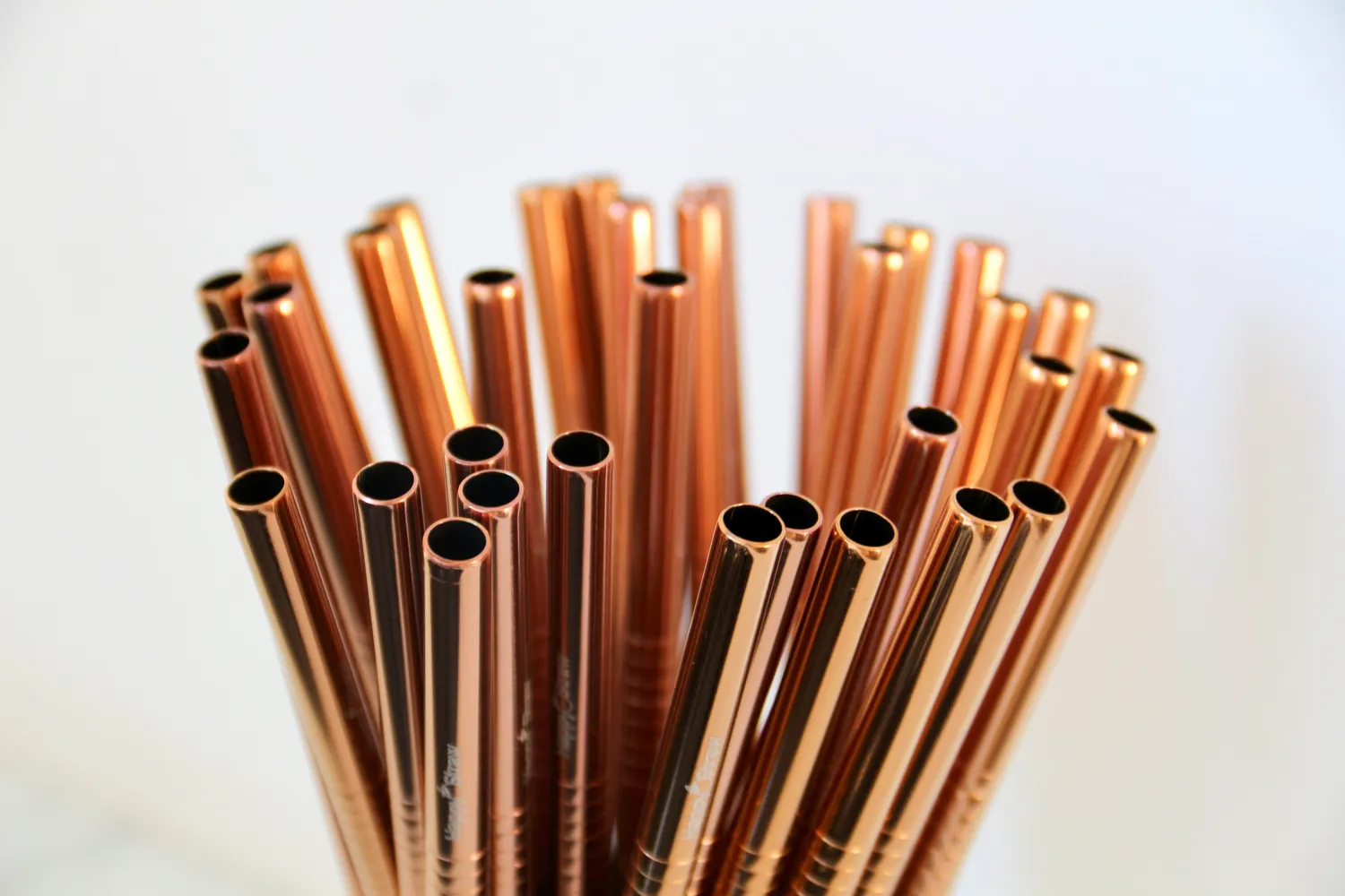 Happy Straw extra lang rvs rietjes roségoud 50 stuks