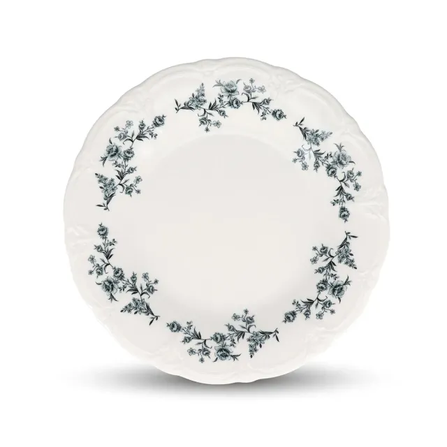 BonBistro Retro plat bord 32 cm black flower 2 stuks