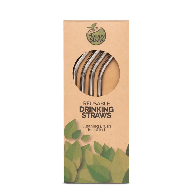 Happy Straw Smoothie Bent rietjes zilver 4 stuks 8 mm