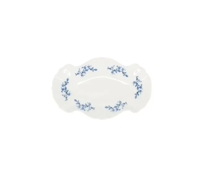 Bonbistro Retro serveerschaal 26x16 cm blue flower 4 stuks