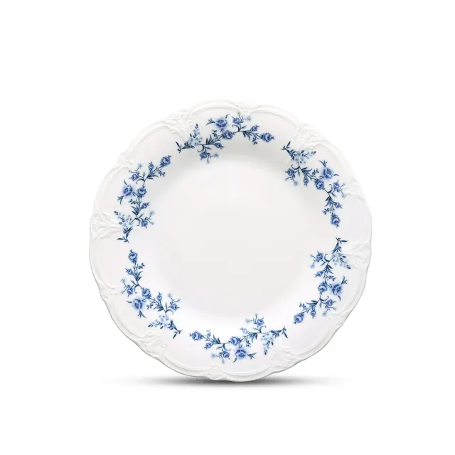 BonBistro Retro plat bord 32 cm blue flower 2 stuks