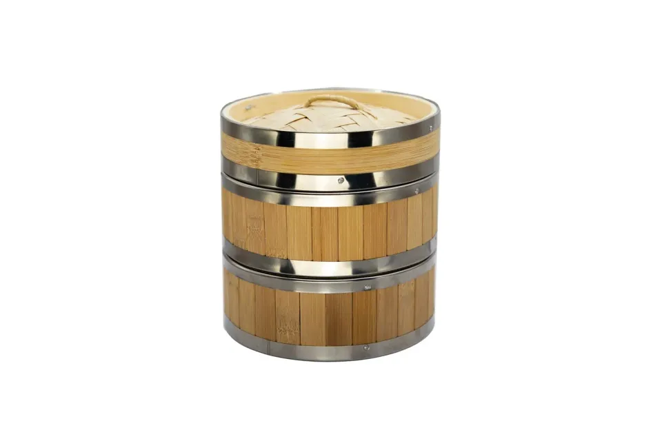 APS Bamboe Stoommand 15 cm 2 mandjes + deksel