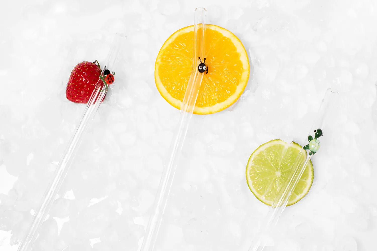 Happy Straw 3D Glas Rietjes Bijen 3-pack Borosilicaat