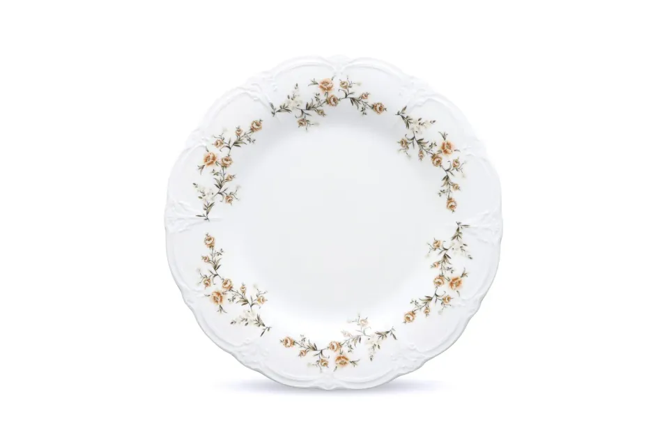BonBistro Retro plat bord 32 cm brown flower set 2