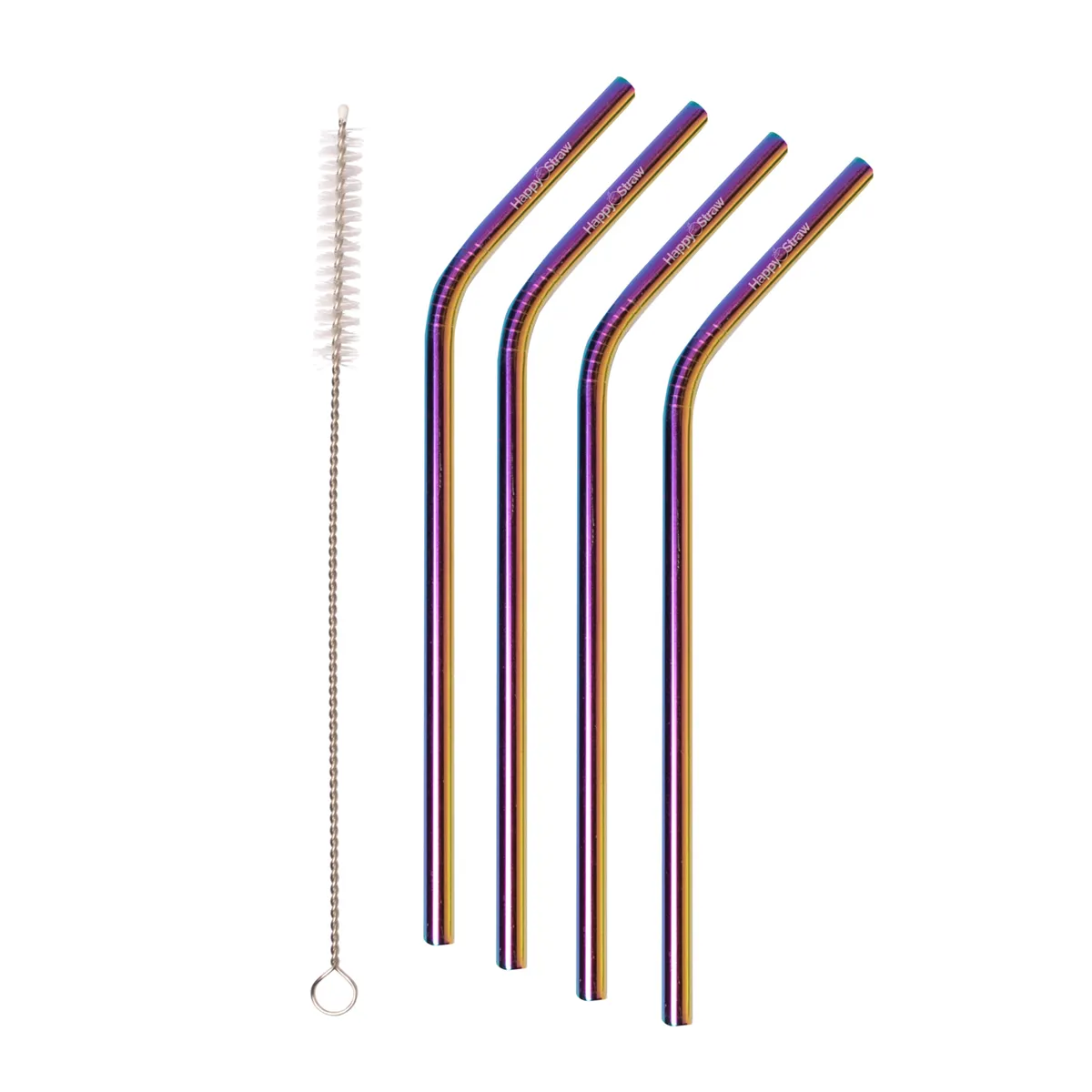 Happy Straw smoothie rietjes gebogen rainbow 4 stuks