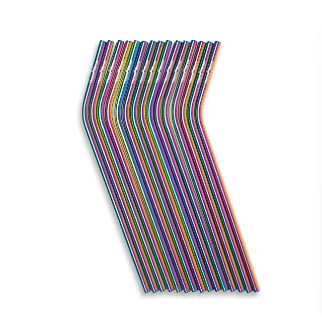 Happy Straw Rainbow rvs rietjes gebogen 50 stuks