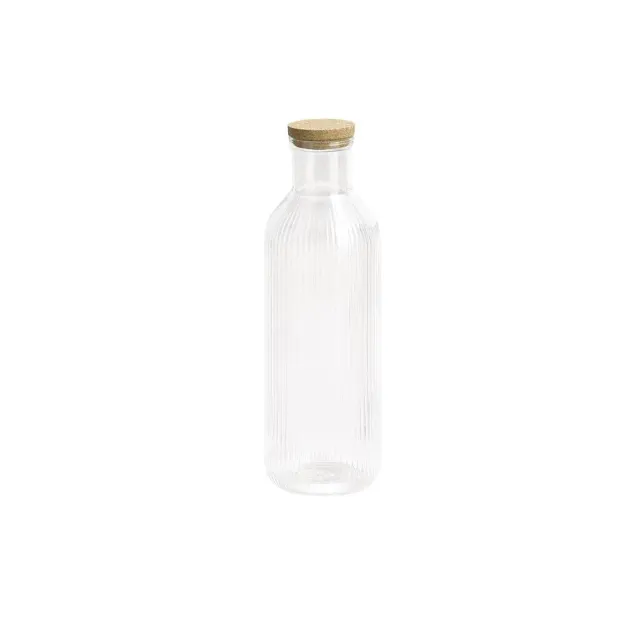APS LINES karaf glas 1 liter met kurk lijnenmotief 1 stuk