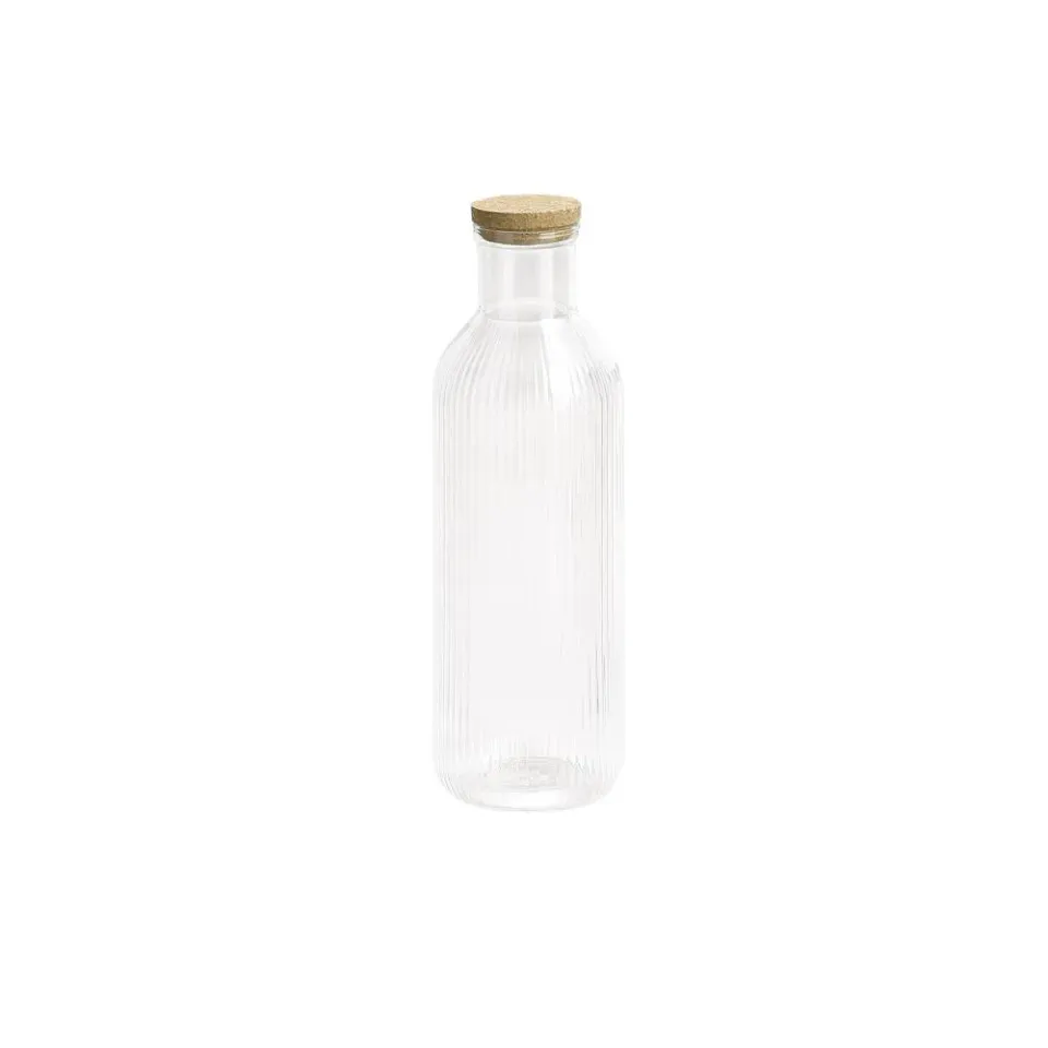 APS LINES karaf glas 1 liter met kurk lijnenmotief 1 stuk