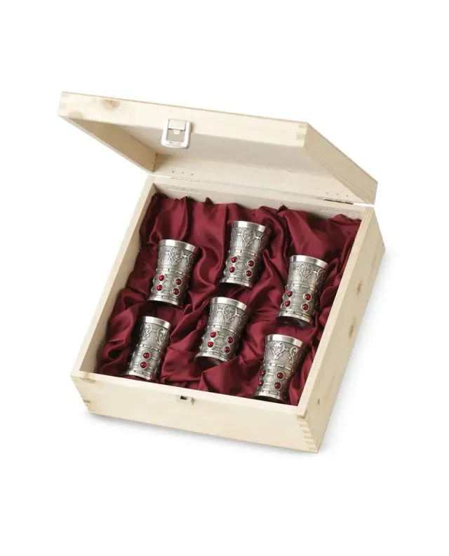 Artina Rubin shotglaasjes rood glas 6 stuks