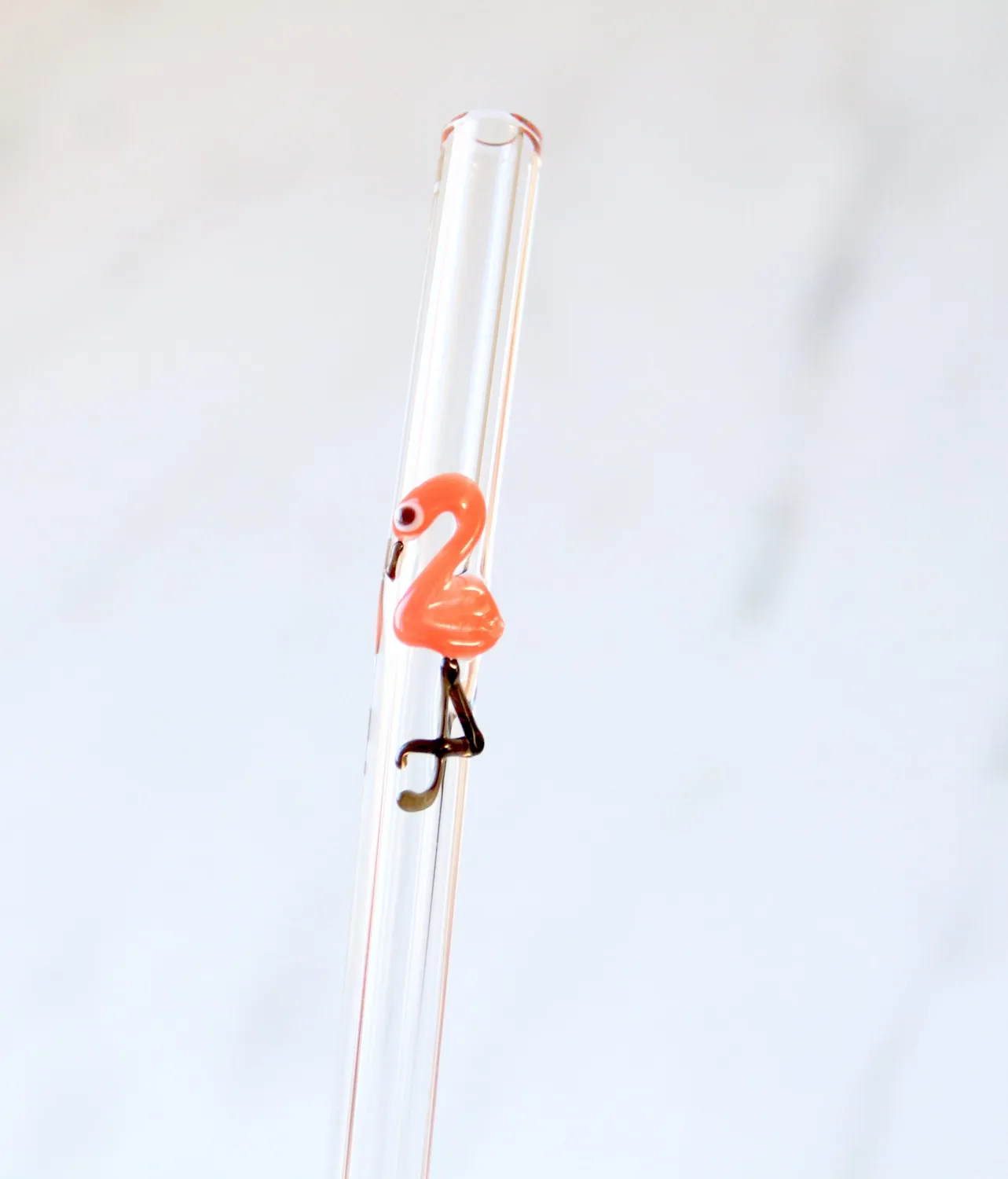 Happy Straw 3D Glass Flamingo rietjes glas 3 stuks