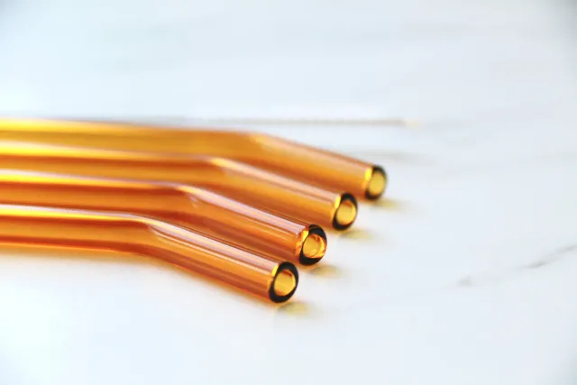 Happy Straw Amber Glazen Rietjes 4-pack Borosilicaat