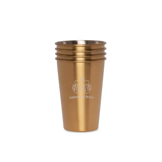 Happy Straw To Beer RVS Drinkbekers 4-pack Stapelbaar