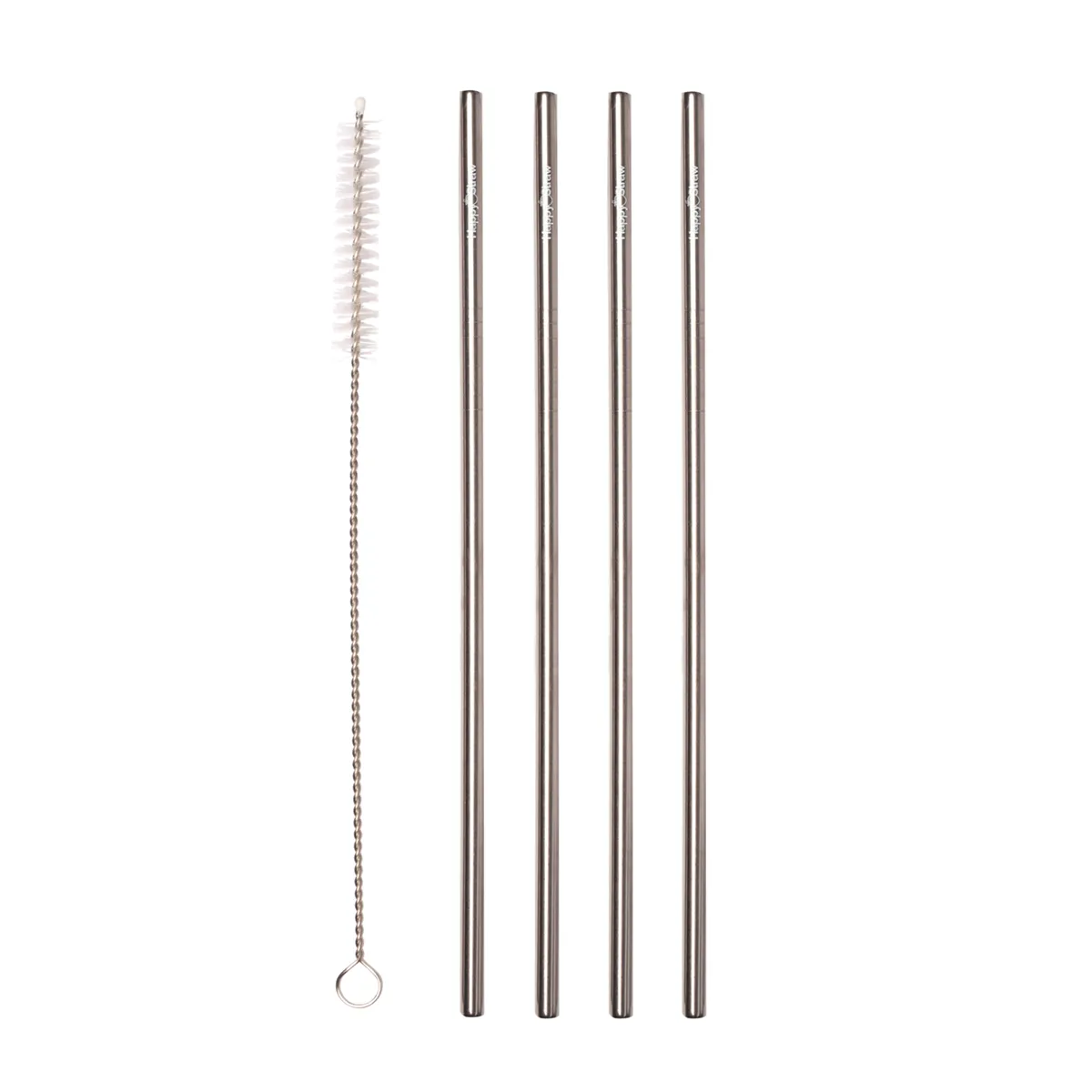Happy Straw Regular rvs rietjes recht zilver 4 stuks