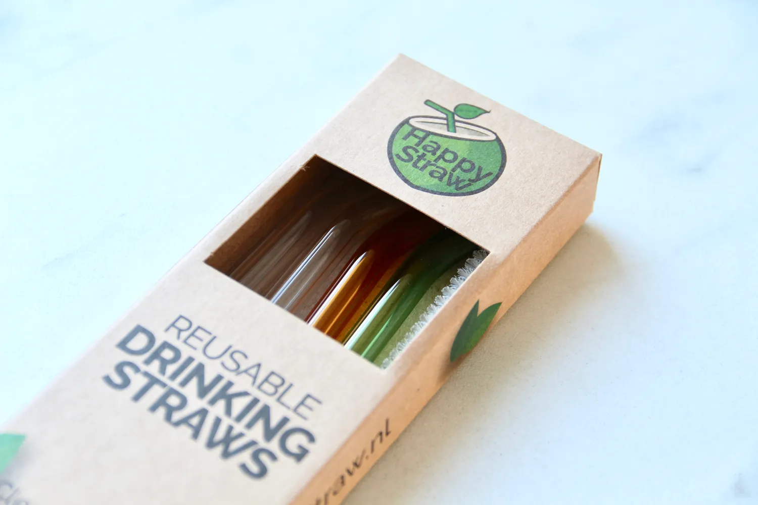 Happy Straw Glazen Rietjes 4-pack Mix Kleur Borosilicaat