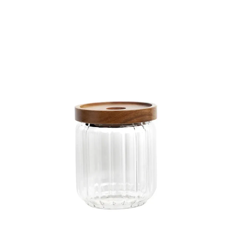 APS Condiment voorraadpotje 350 ml glas acacia deksel