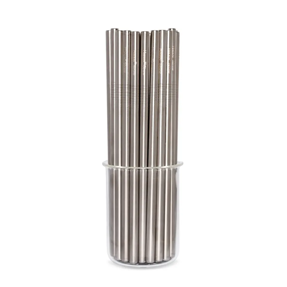 Happy Straw Zilveren RVS Rietjes Recht 50-pack 6 mm