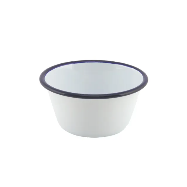 APS Emaille Ovenschaal Rond 12 cm Wit Blauwe Rand
