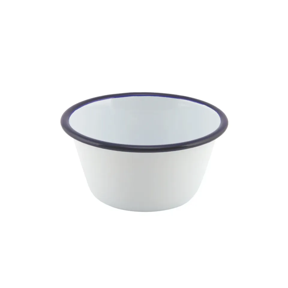 APS Emaille Ovenschaal Rond 12 cm Wit Blauwe Rand